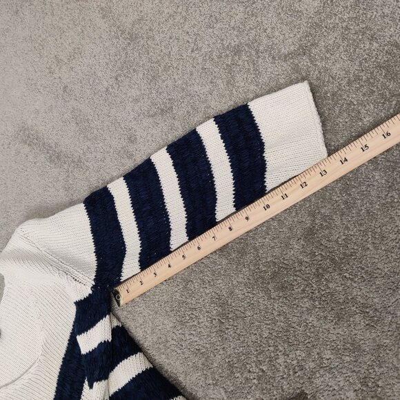 Tommy Bahama Women's Sweater Size L Striped Blue Cream Knitwear Cotton Outerwear - Picture 10 of 10